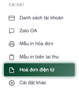 Nút thêm tài khoản hoá đơn điện tử